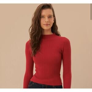 FARM RIO High Neck Burgundy Knit Blouse
